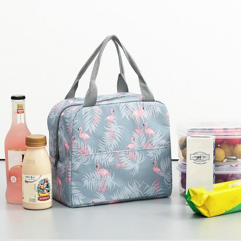 Funktionales Muster, Kühler-Lunchbox, tragbar, isoliert, aus Segeltuch, Lunchtasche, thermische Lebensmittel-Picknick-Lunch-Taschen für Damen und Kinder