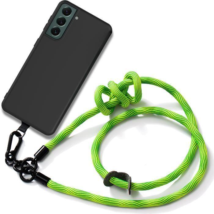 Lanyard Case for Samsung Galaxy S22 Silicone Black with Sturdy Green Lanyard
