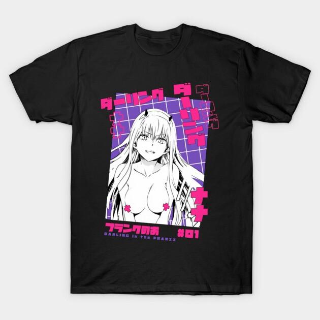 Zero Two Waifu Shirt, Anime DARLING In The FRANXX Waifu Senpai Black T-Shirt V1