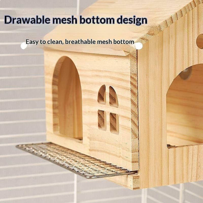 Ziehbarer Boden Netz Vogelhaus Papagei Holzhaus Tigerfell Pfingstrose Mönch Wellensittich Kleines Haus Kleines Sonnen Fluchthaus Spielzeug