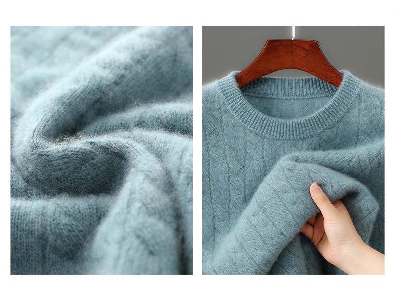 Men's Minimalist Wool Ribbed Knit Sweater – Round Neck Versatile Pullover Base Layer Top