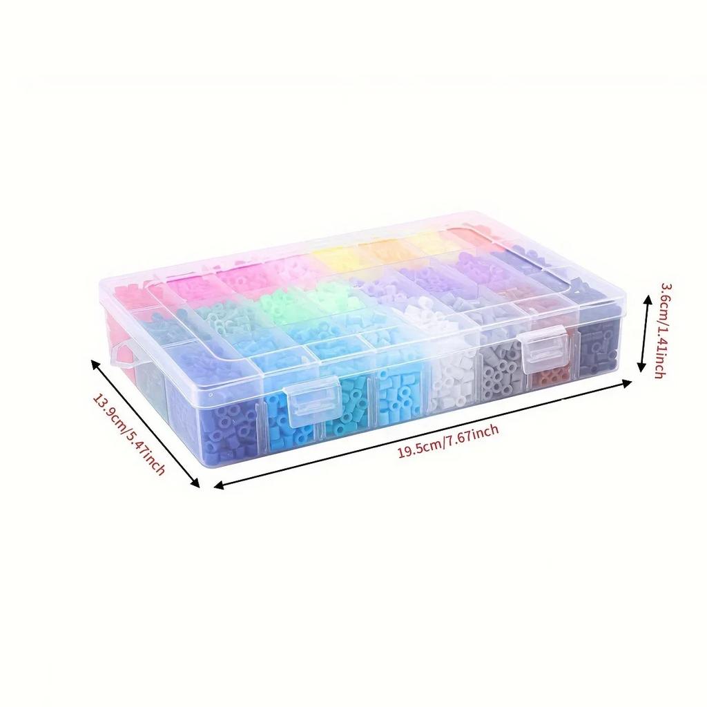 1 Pack 24 Colors Rainbow Ironing Beads Pegboard Set, 5mm 6300Pcs Hama Beads Pixel Puzzle for Birthday and DIY Toys for Children