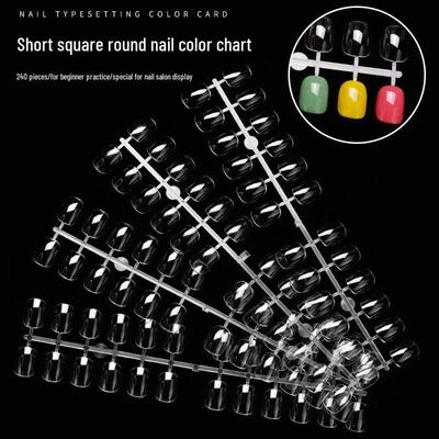240-Piece Squoval Japanese Click-Clack False Nail Tips Color Chart Display Board