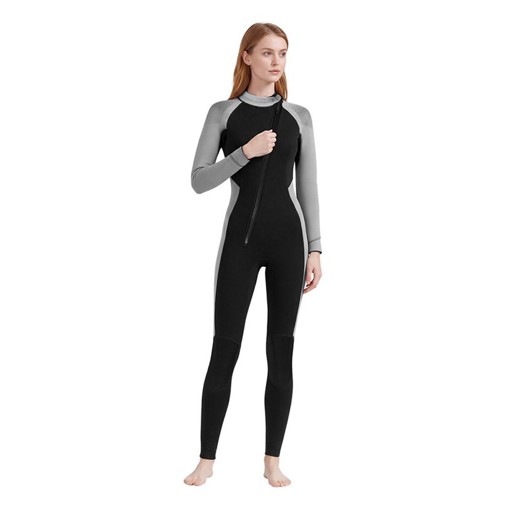3MM Womens Wetsuit Full Body Surfing Swimwear Thickened Warmth Cold Proof Snorkeling Winter Swimming Wet Suit Black