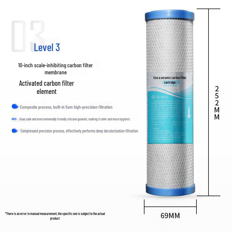 10-inch Carbon Sintered Water Purifier & 20-inch Flat Port Scale Inhibitor: Removes Scale & Chlorine.