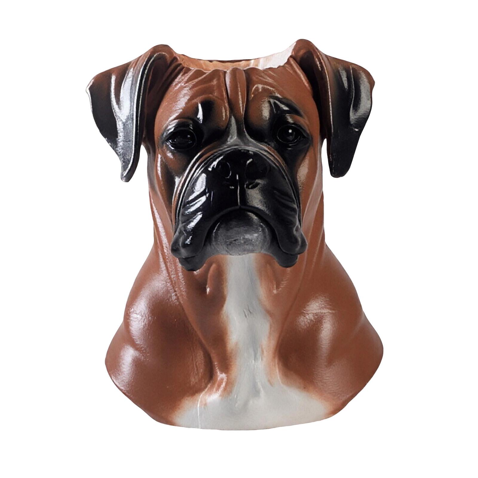 

Resin Dog Head Planter Realistic Boxer Dog Sculpture Indoor Outdoor Decorative Pot for Plants and Succulents Unique Animal Shaped Flower Pot One Size