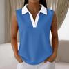 Women's Casual Color Block Knit Sleeveless Collar Tank Top