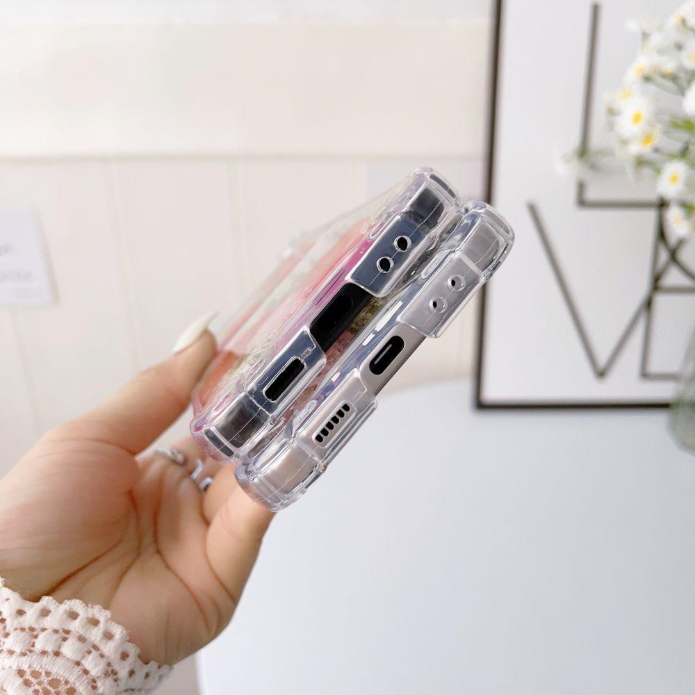 For Samsung Z Flip 3 Case 5g Dried Flowers Transparent Fold Case For Samsung Galaxy Z Flip 4 Zflip4 Shockproof Hard Back Cover