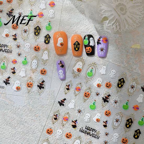 Halloween Theme Nail Decorations Art Stickers for Halloween, Pumpkin Ghost Bat Potion Self Decals Adhesive Decals, DIY Manicure Decoration Supplies