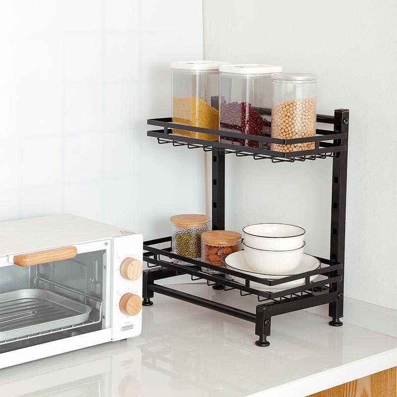 2/3Layers Kitchen Storage Rack Adjustable Seasoning Shelf Stainless Steel Organizer Knife Jar Kitchen Accessories Organizer