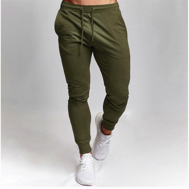 

2024 Men s Spring/Summer Slim-Fit Tapered Fitness Pants L армия зеленый