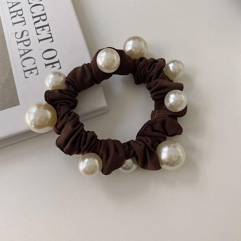 New Solid Color Velvet Pearl Hair Scrunchies for Women Girls Elastic Ponytail Holder Rubber Bands Hair Ties Hair Accessories