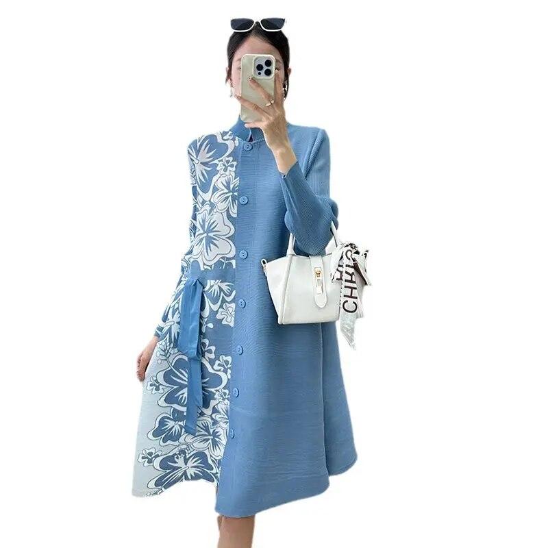 Dresses for Women In Autumn, New High-end Fashion Prints, Pleats, Loose Temperament, and Age Reducing Long Skirts