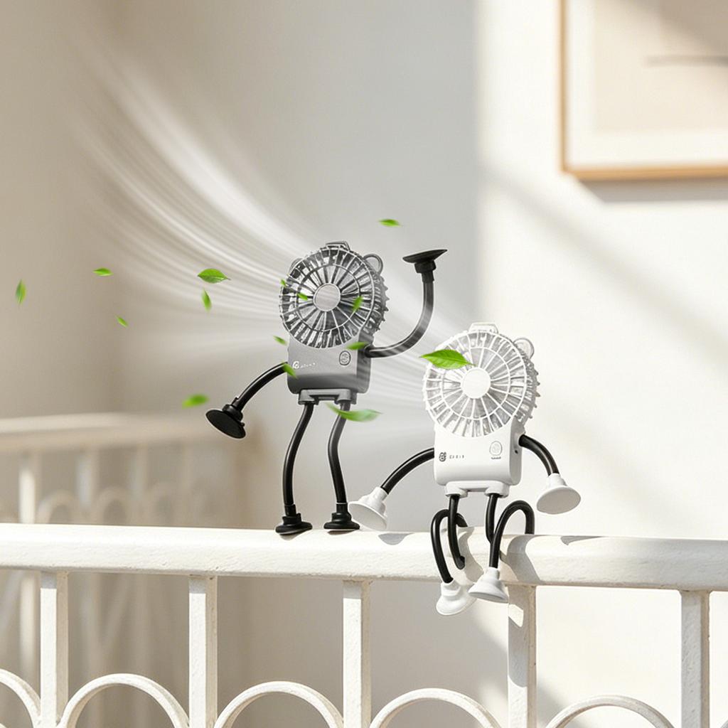 Mini USB Fan with Octopus Suction Cup Legs Adjustable Portable Small Desk Fan for Office Dormitory Kitchen Handheld Cooling Device