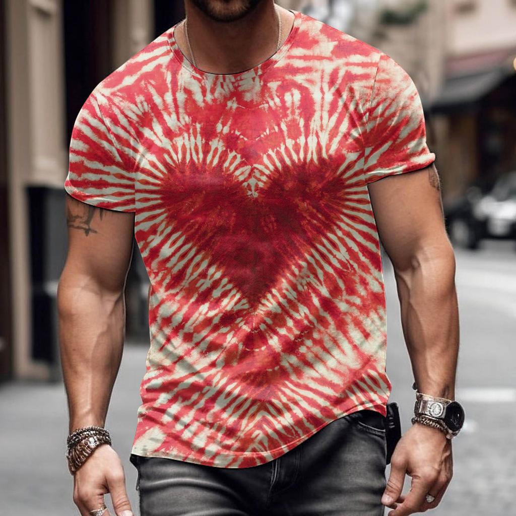 New Valentine's Day Colorful Love T Shirt 3D Print Men Women T-shirts Summer Round Neck Short Sleeve Tops Kids Tees Man Clothing