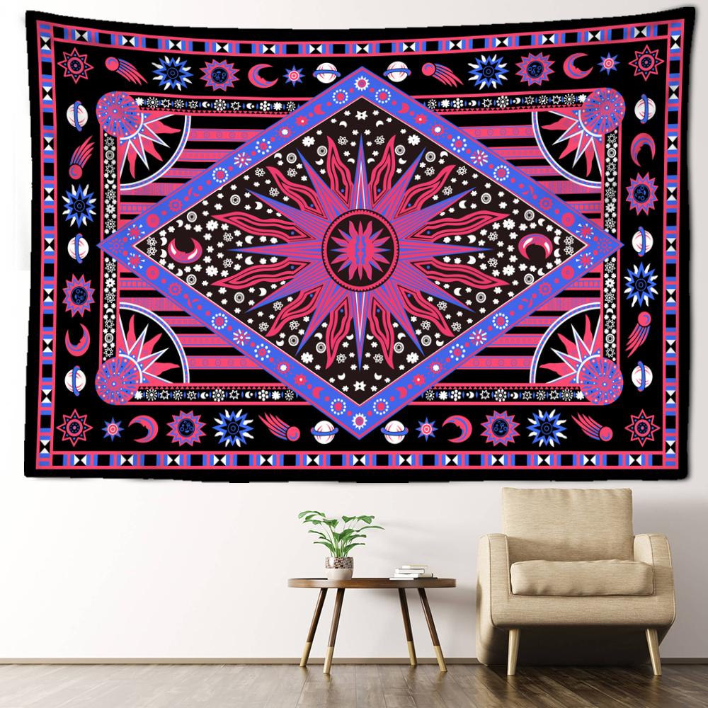 Pink Purple Sun Moon Tarot Tapestry Wall Hanging Psychedelic Witchcraft Bohemian Style Living Room Bedroom Home Decor