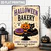 1pc Vintage Halloween Bakery Metal Sign 8x12 Inch, 2D Flat Wall Decor for Kitchen Cafe Bar, Retro Holiday Gift