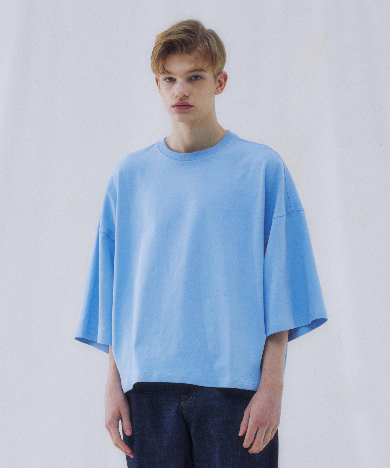 Pinned Look Signature Balloon Fit H.Sleeve Cropped Top (Sky Blue) Sky Blue/S