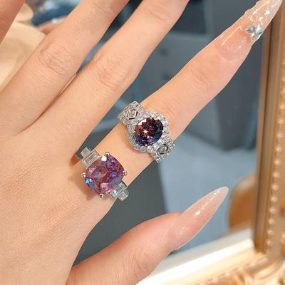 Colar Quadrado Seco Rosa Pingente Pedra Alexander Imitação Anel Ovo de Pombo Diamante Roxo Alto Carbono Conjunto de Tesouro Feminino