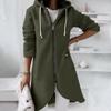 Women's Casual Loose Long Sleeve Padded Sweatshirt Coat with Zipper Hooded Warm Comfortable