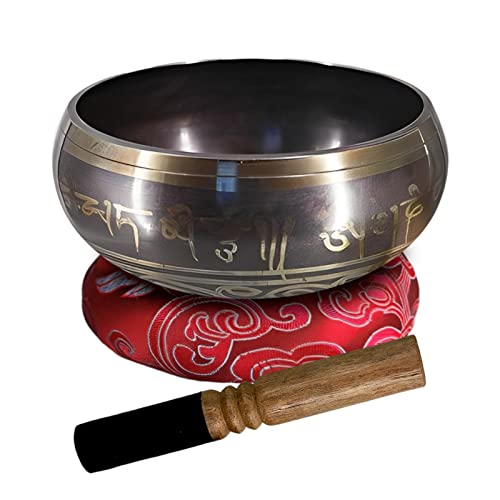 

Heizi Large Singing Bowl, 14.5cm, Tibetan, for Yoga, Healing, Meditation, Purification, and Relaxation (3-Piece Beginner s Set: 14cm, Leather Stick, a