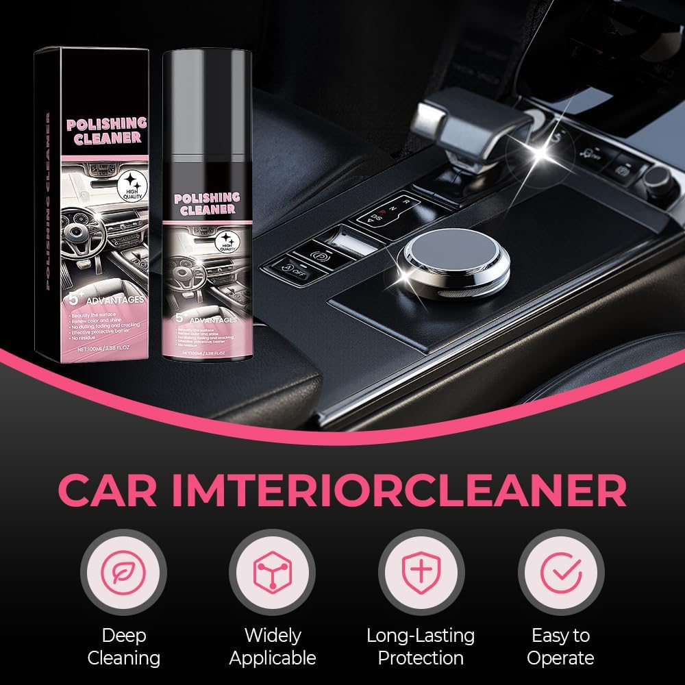 Polishing Cleaner, 2025 New Car Interior Cleaner, Polishing Cleaner Car Interior, Total Interior All Purpose Cleaner for Rubber, Leather, All Purpose