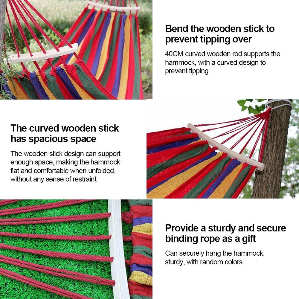 Thick Canvas Outdoor Hammock Wide Design Good Load-bearing Swing Hammock Breathable Hanging Bed Beach Leisure Activities