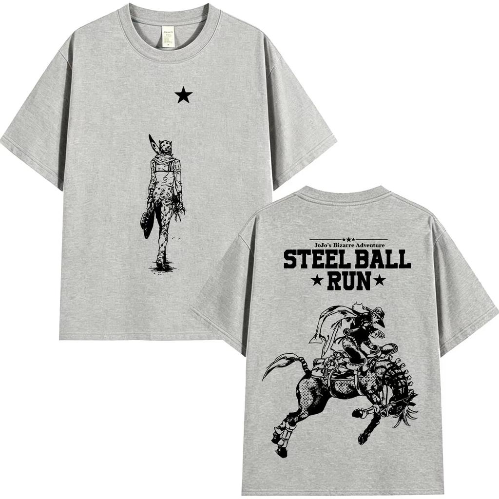 Hot Sale Anime JoJo Bizarre Adventure STEEL BALL RUN Johnny Joestar T-shirt Men Women Graphic Oversized T Shirt Breathable Streetwear Casual Tees
