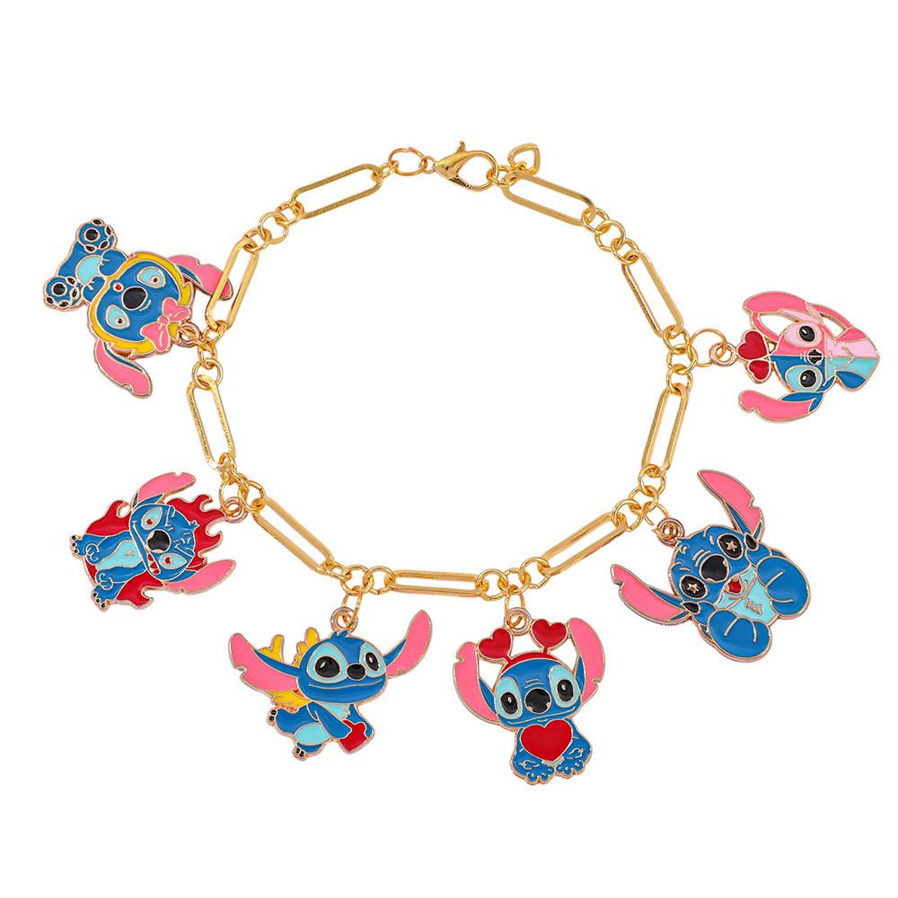 Stitch Cartoon Charm Bracelet For Girls With Zinc Alloy Finish Perfect For Friendship Gift