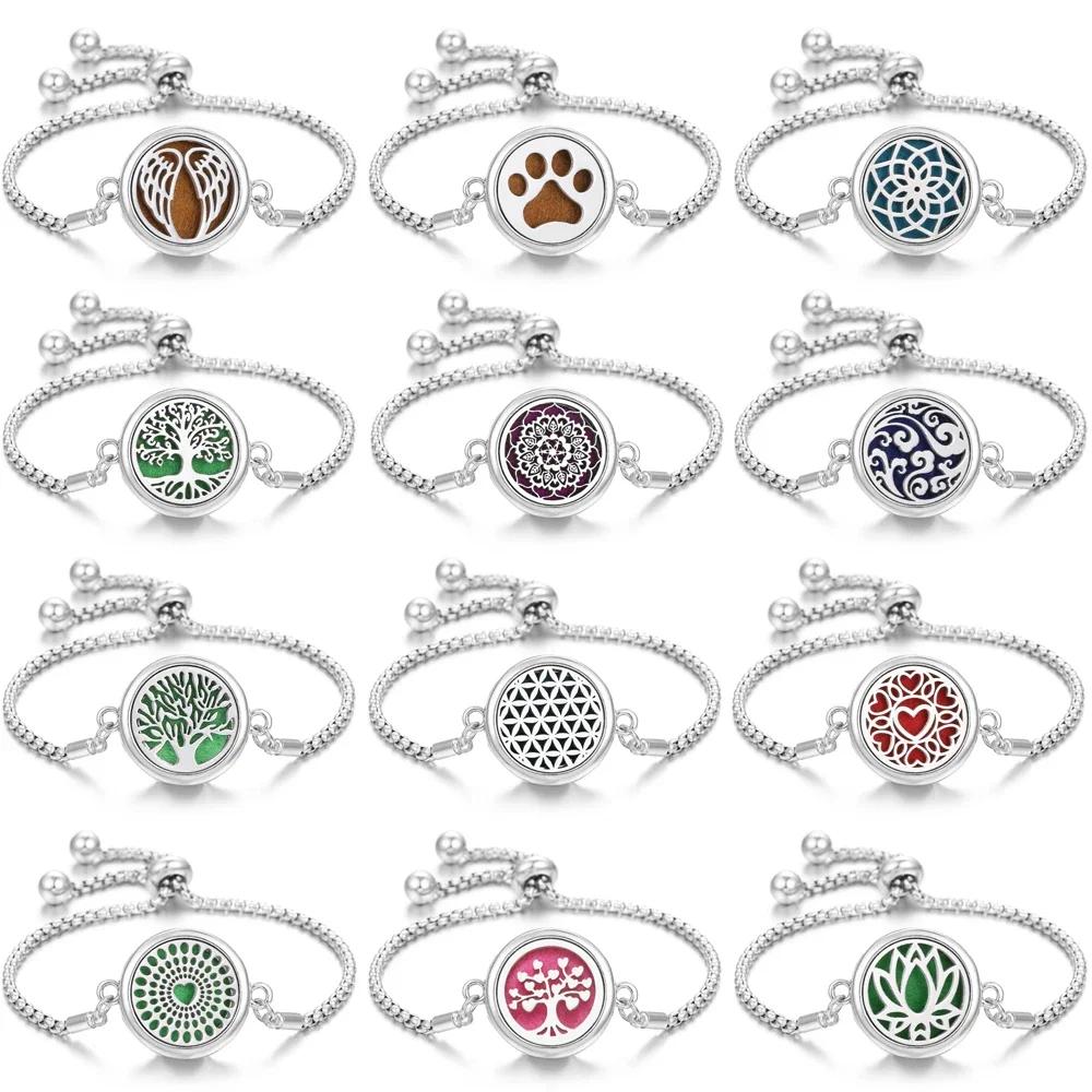 New Aromatherapy Diffuser Bracelet Essential Oil Diffuser Bracelet Alloy Stainless Steel Perfume Aroma Locket Bracelet for Women