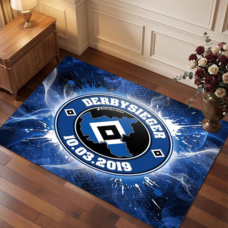Tappeto in Velluto di Cristallo con Stampa Calcio Hamburger SV, Comodo Assorbente d'Acqua Antiscivolo Tappeto per Pavimenti Interni