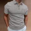 Summer New Cross-border Amazon Europe and America Waffle Men's Polo Shirt Short-sleeved Button-up T-shirt Top