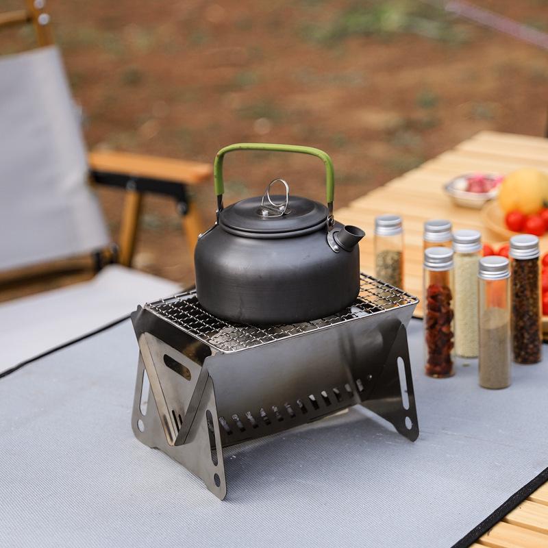 Portable Outdoor Folding Stainless Steel BBQ Grill & Fire Pit 