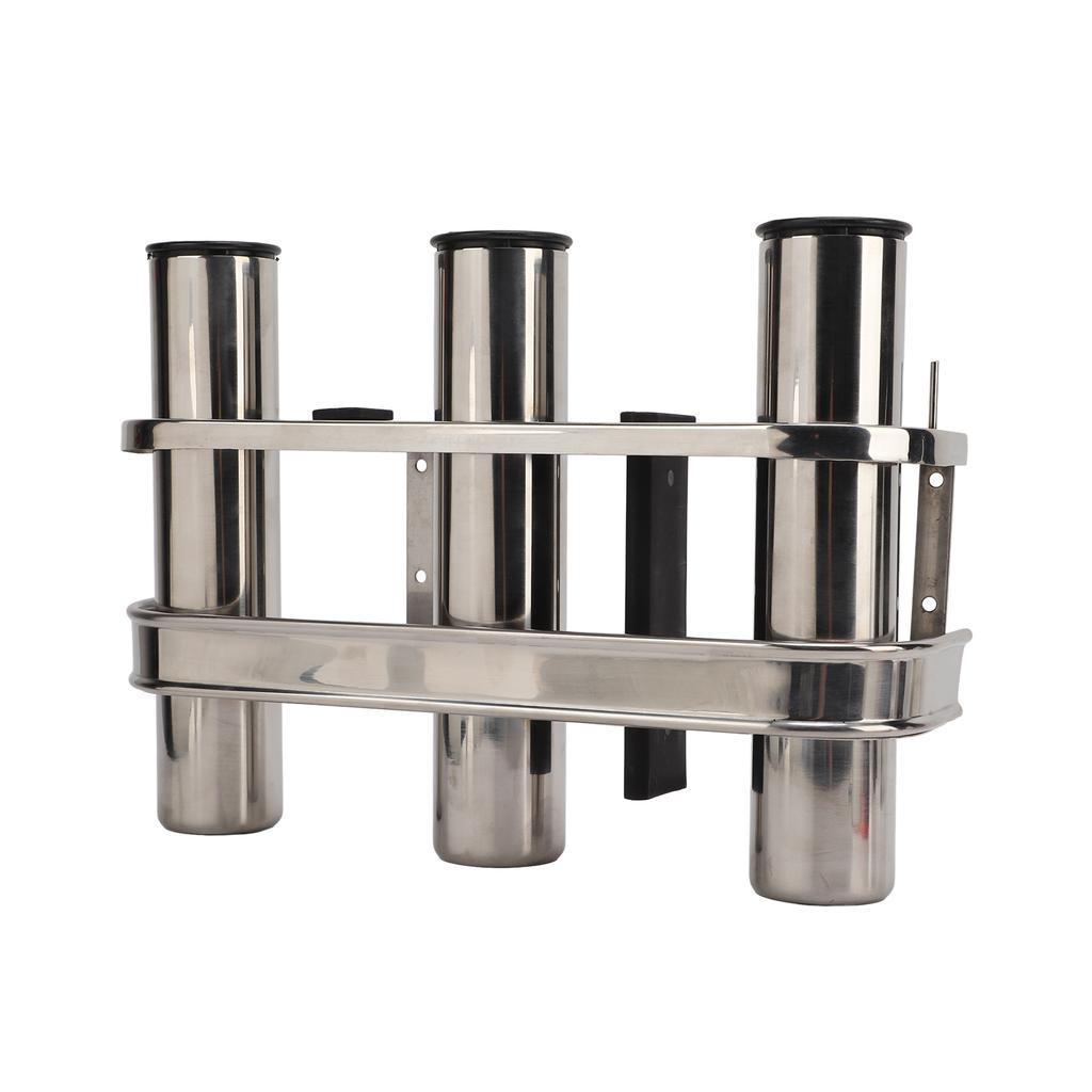 Fishing Rod Holder Marine Stainless Steel 3 Tube Link Rod Holder Rod Pod with Toolbar for Marine Yacht Boat Truck RV