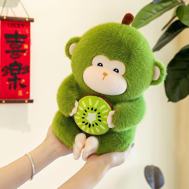Süßes Grünes Affen-Stofftier mit Kiwi-Frucht, Weiche Stoffaffe-Puppe, Kawaii Squishy für Kinder, Geburtstagsgeschenk, Heimdekoration, Spielzeug