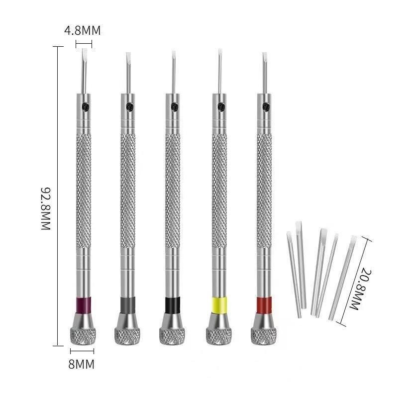 5Pcs Set 0.8-1.6Mm Steel Screwdriver For Watch Repairing Portable Watch Tools Band Removal With Mini Link Pins Watchmaker Tools