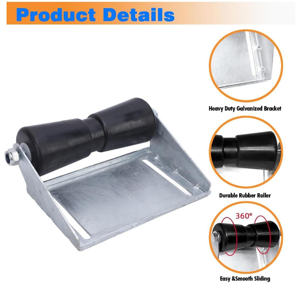 Keel Roller for Boat Trailers (with Bracket) High-Durability, Labor-Saving Design, Galvanized Steel and Rubber Keel Roller Assembly Kit, 8 Inch