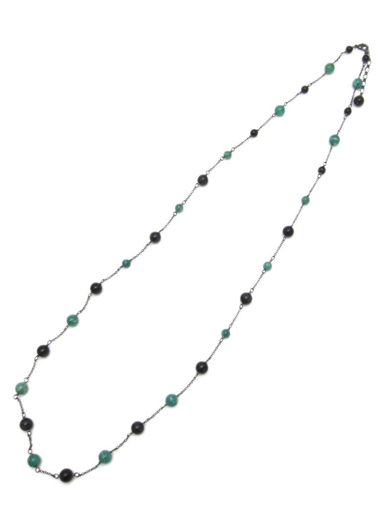 Blue Tiger Eye and Russian Amazonite Long Tiger Eye and Natural Power AC316 [Cherry] Necklace, Amazonite, Stone, Stone,