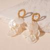 European and American round shell bow fringed earrings light luxury high-end studs fashion versatile earrings