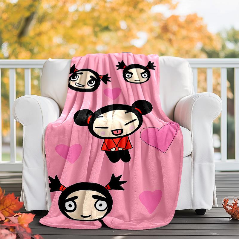 Pucca2 printed throw blanket—lightweight,soft,warm;versatile blanket for all seasons—perfect as &air-conditioning throw,nap blanket
