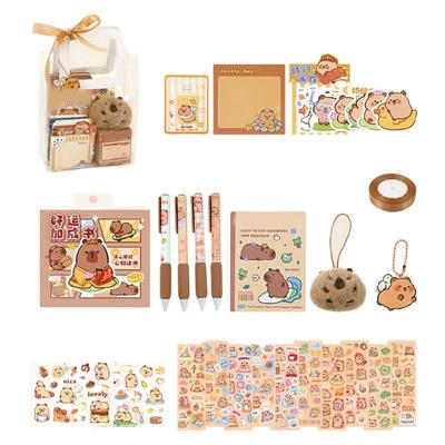 73/105/127Pcs School Supplies Set Includes Cartoon Notebook Note Paper Pen Case Ballpoint Pen Sticker Bookmarks Keychain