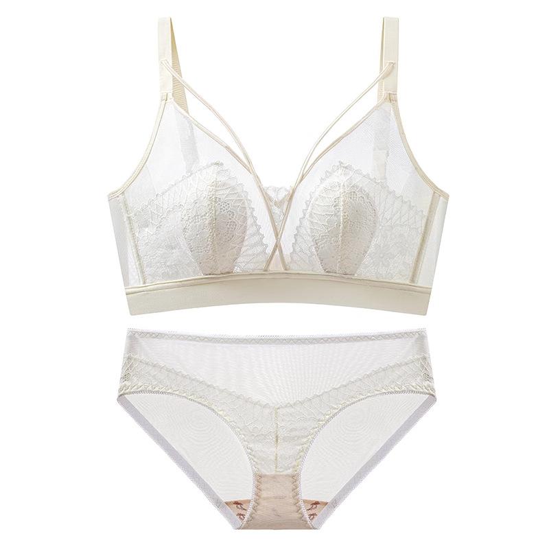 Breathable Sexy Ultra-thin Seamless Lace Underwear Women's Breasts Small Steel-free Bras Gather and Shrink Bras To Prevent Sagging