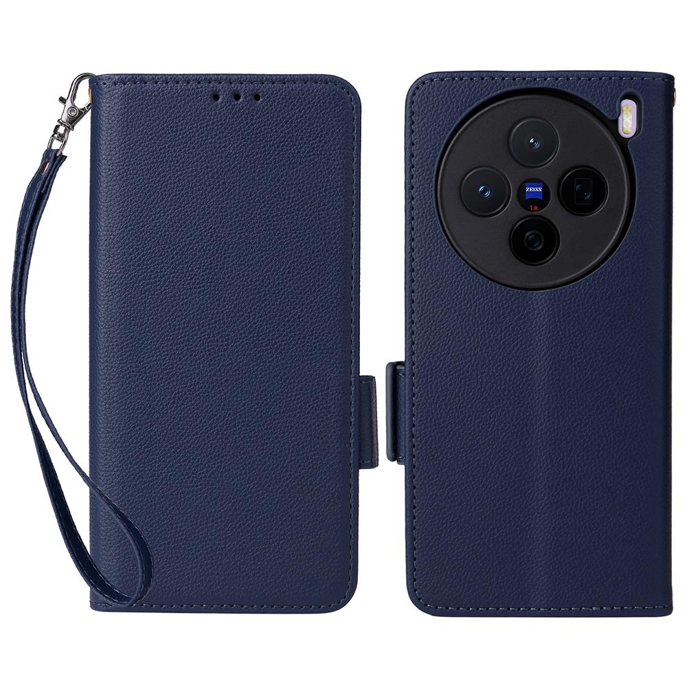 For vivo X200s 5G Leather Case with Wrist Strap Litchi Texture Wallet Phone Cover