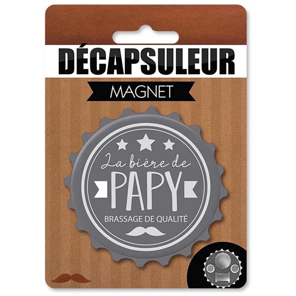 Les Trésors De Lily [A2225] - Humorous Magnetic Bottle Opener 'Papy' Gray (grandpa's Beer) - 80x15mm