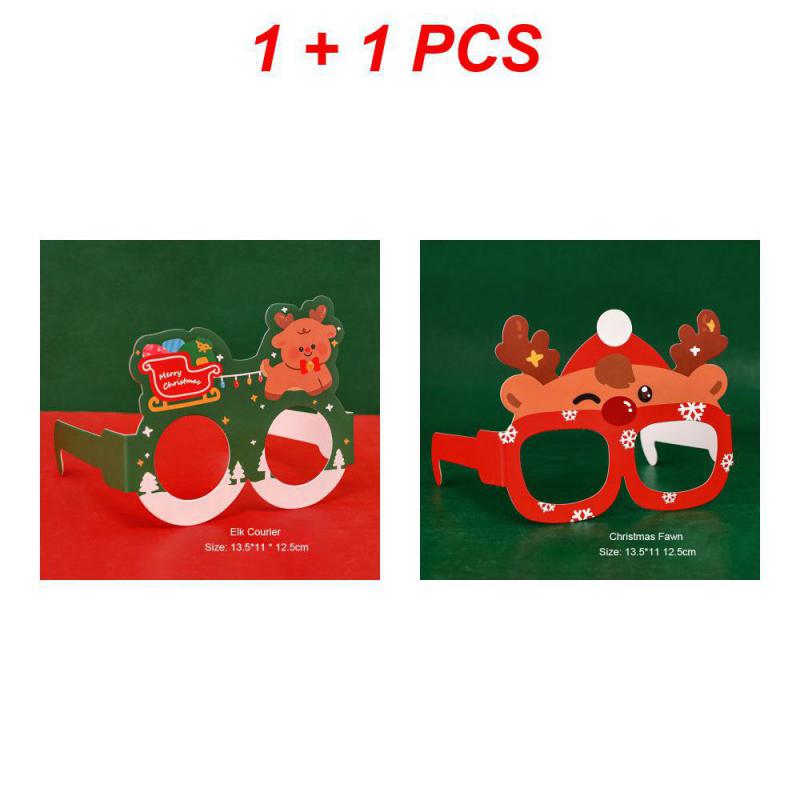 6-1PCS Christmas Cartoon Decorative Glasses Children Christmas Cute Small Gifts New Year Prom Party Decor Paper Glasses Frame