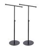 T Shape Storage Rack Adjustable Height Black Iron Handbag Display Stand with Weighted Base