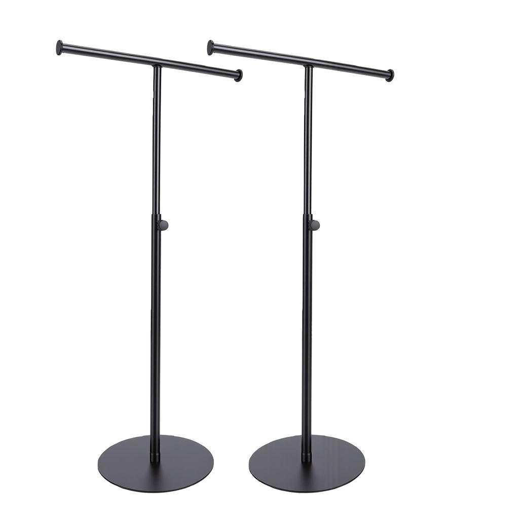 T Shape Storage Rack Adjustable Height Black Iron Handbag Display Stand with Weighted Base