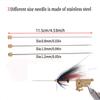 1Set Tube Fly Tying Tool Kit Brass & Stainless Steel Adapter with 3 Sizes Needles for Tube Flies Fits Fly Fishing Vise Jaws