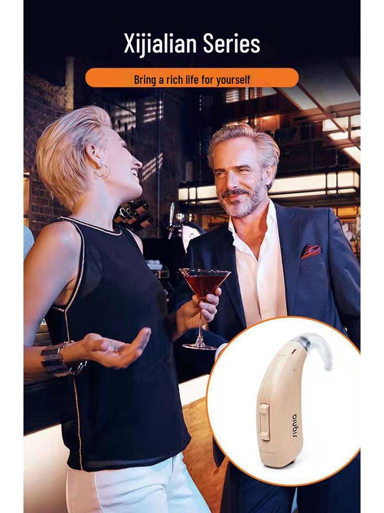 Sivga Funp Digital Hearing Aid for Elderly - Red & Purple Lotus Behind-the-Ear Ear-Hook Device.