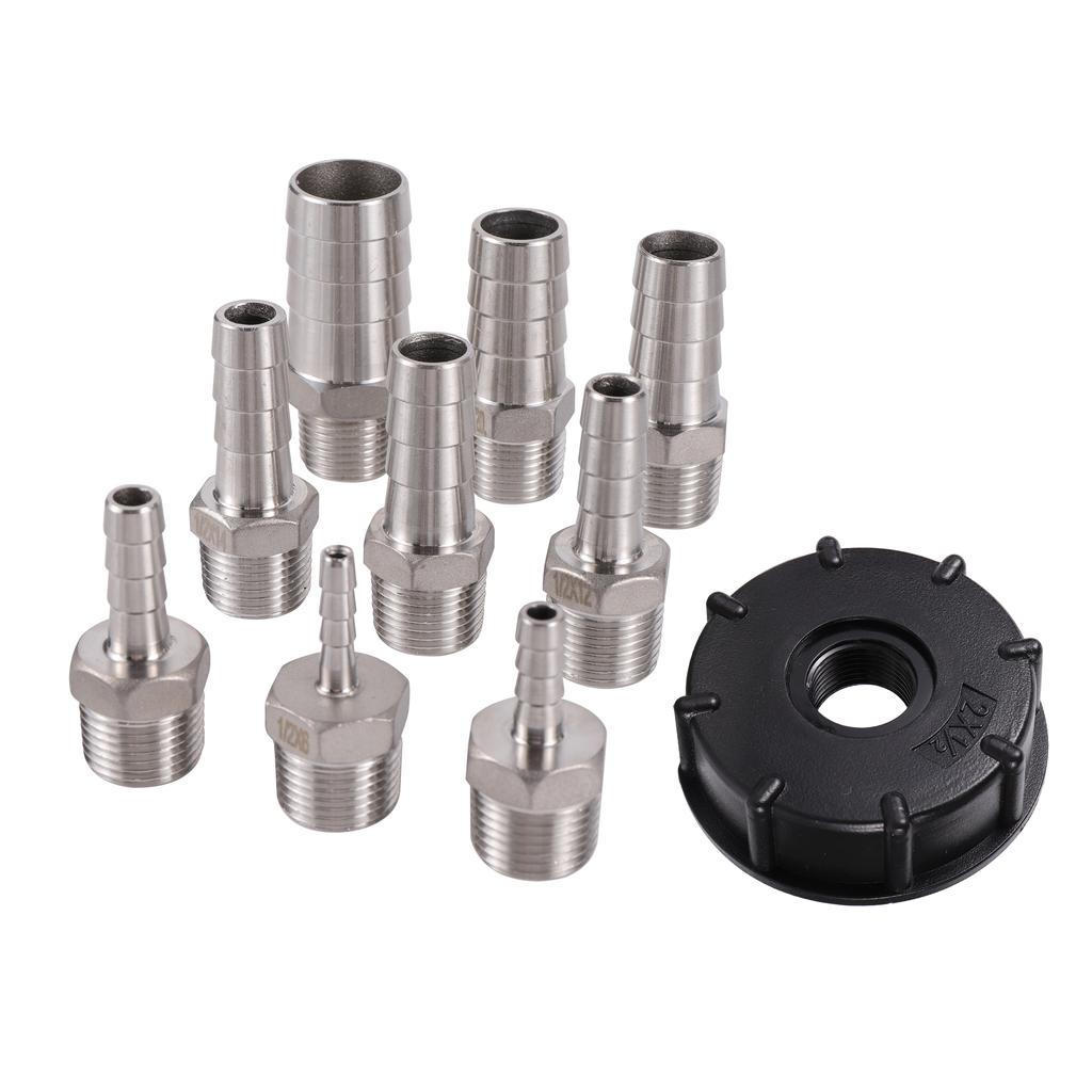 S60 Coarse Thread IBC Tank Adapter 6/8/10/12/14/16/18/20/25mm 304 Stainless Steel Fittings IBC Portable Adapter IBC Tank Adapter
